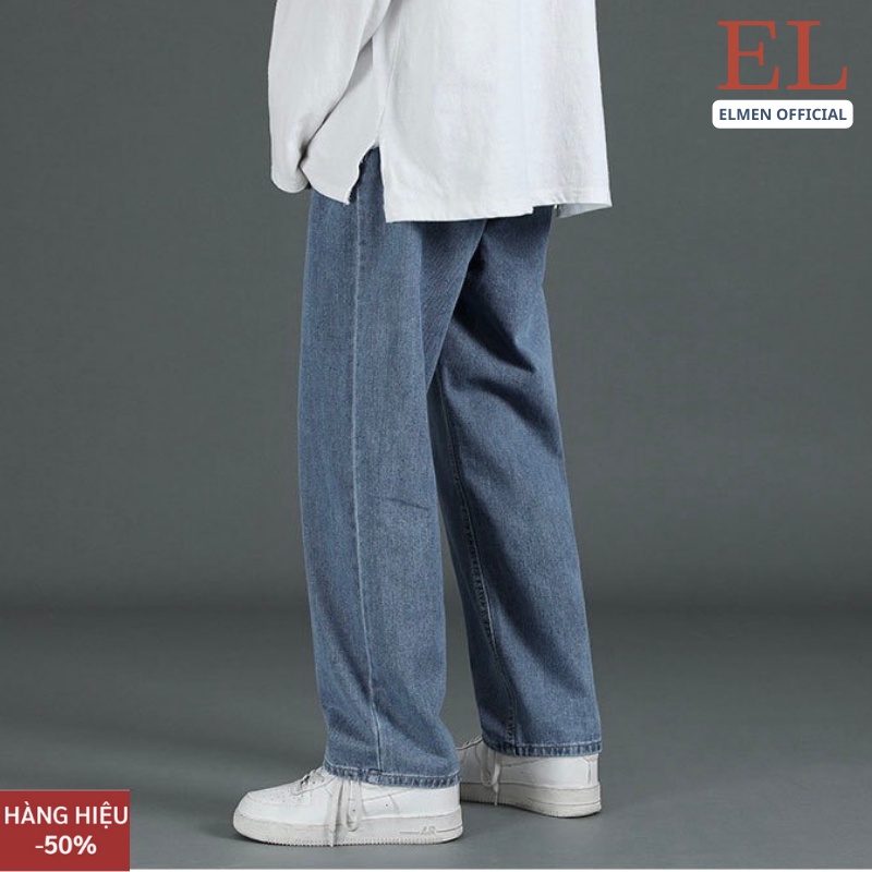 Quần jeans xám nam baggy ống suông rộng dáng đứng vải jeans bò xanh phom xuông cao cấp ELMEN SR01 hottrend 2023 | BigBuy360 - bigbuy360.vn