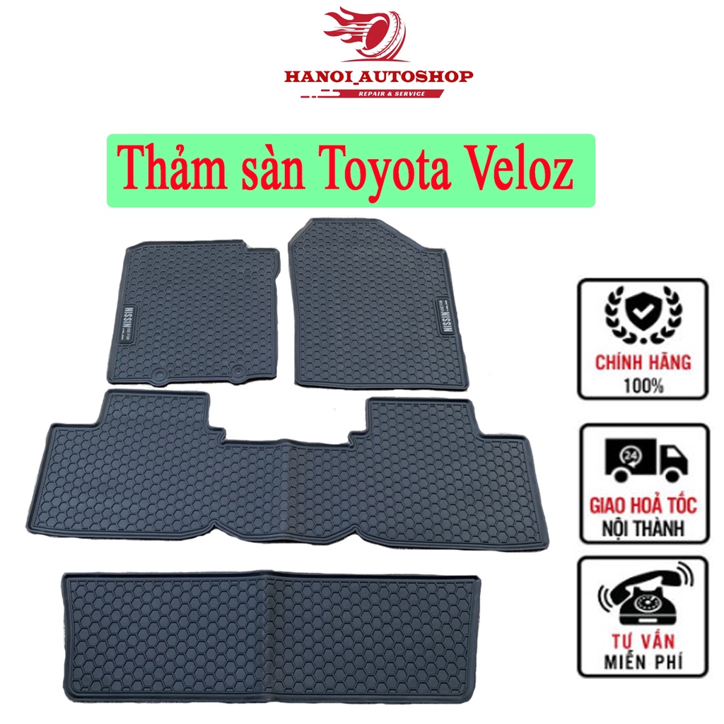 Thảm Lót Sàn Toyota Veloz cao cấp mẫu 3 hàng ghế, Thảm sàn cao su hãng Nissin dày dặn, chống nước, chống ồn