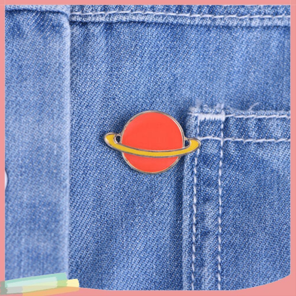 【LK】Cartoon Enamel Moon Alien Planet Badge Collar Lapel Brooch Pin Clothes
