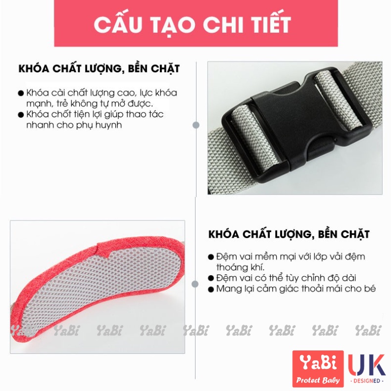 Đai đi xe máy cho bé YaBi, Địu đi xe máy an toàn cho bé 1-10 tuổi loại cao cấp chắc chắn thoáng khí có phản quang