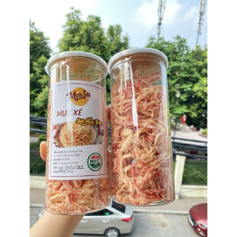 MỰC XÉ SỢI HẤP DỪA HŨ 250g 300g lai rai thơm ngon, đồ ăn vặt tại nhà đảm bảo chất lượng