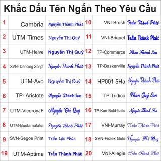Khắc dấu tên ngắn theo yêu cầu giá sỉ