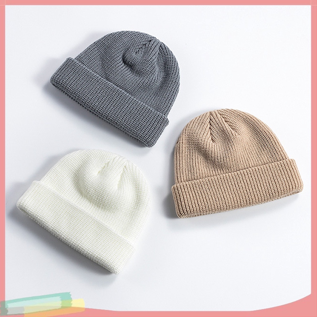 Mũ beanie dày màu trơn giữ ấm cho nam và nữ