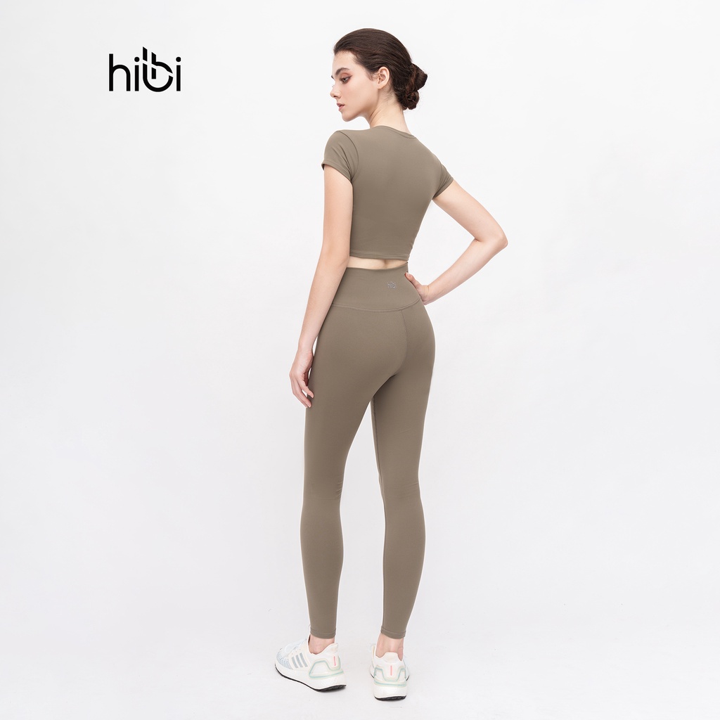 Set Đồ Tập Yoga Gym Hibi Sports H147 Áo Croptop Có Tay Kèm Mút Ngực, Quần Lưng Cao Tôn Dáng, Chất Vải Hi Fabri