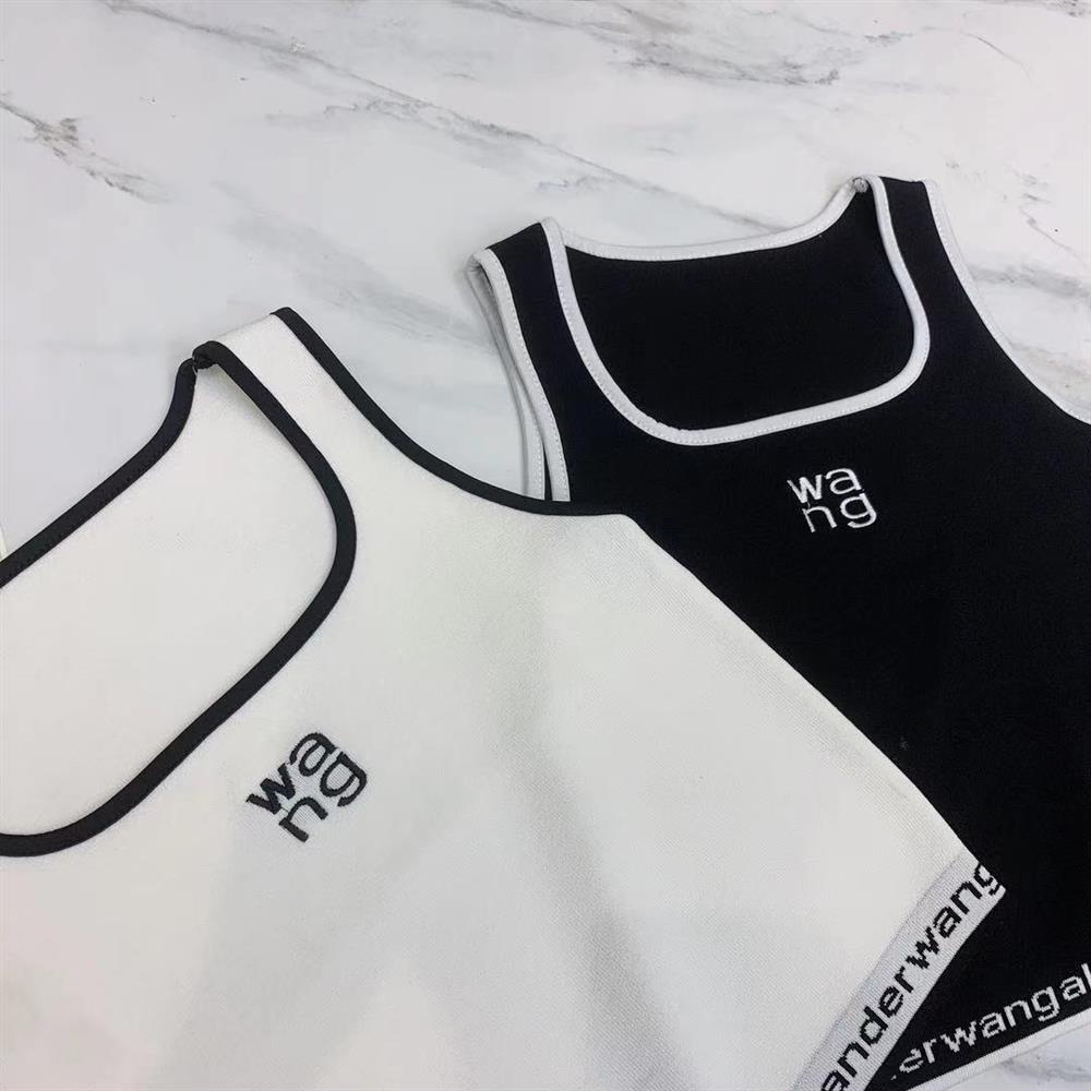 Áo Hai Dây Dệt Kim Dáng Ôm Thêu Chữ Thời Trang Xuân Hè Cho Bạn Gái