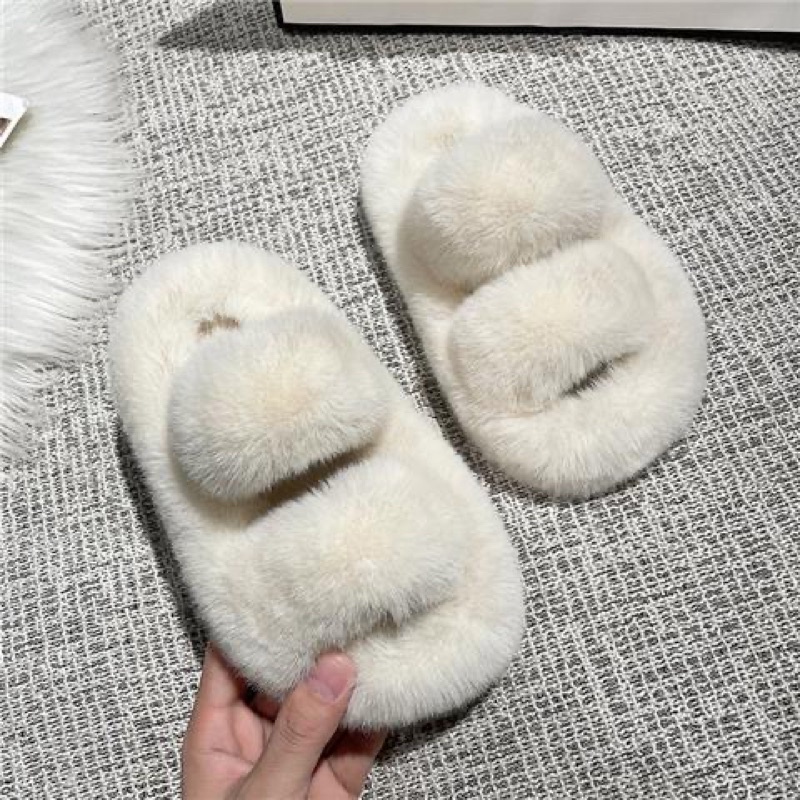 Dép lông sang chảnh hai quai ngang cho bé gái