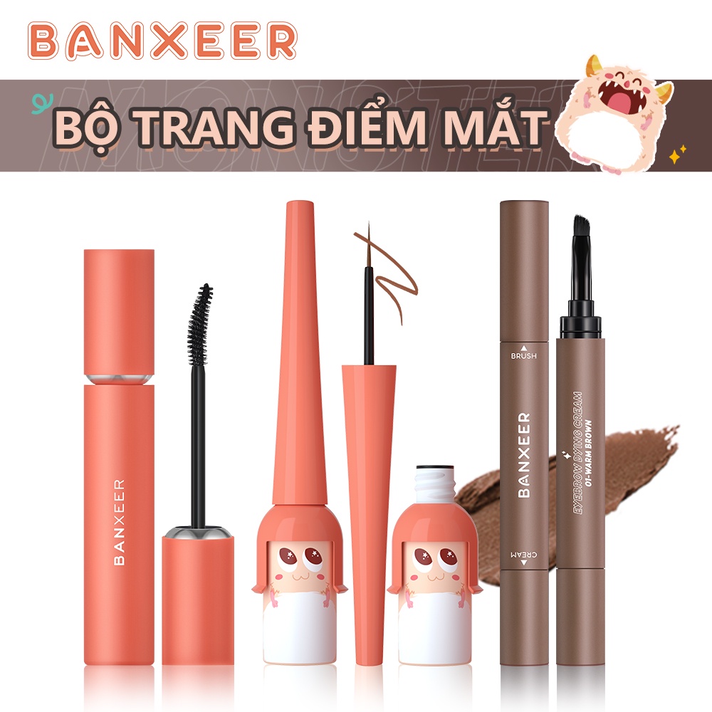 Bộ 3 sản phẩm trang điểm BANXEER gồm kem gel kẻ lông mày+bút kẻ mắt+mascara (có bán lẻ)