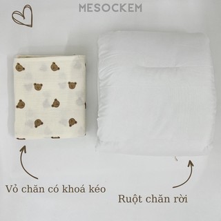 Combo chăn gối muslin organic mềm mịn cho bé