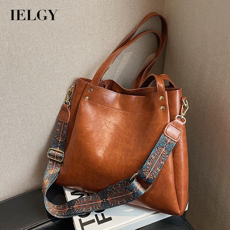 Túi Đeo Chéo Màu Cà Phê Cỡ Lớn Phong Cách retro Thời Trang Cho Nữ