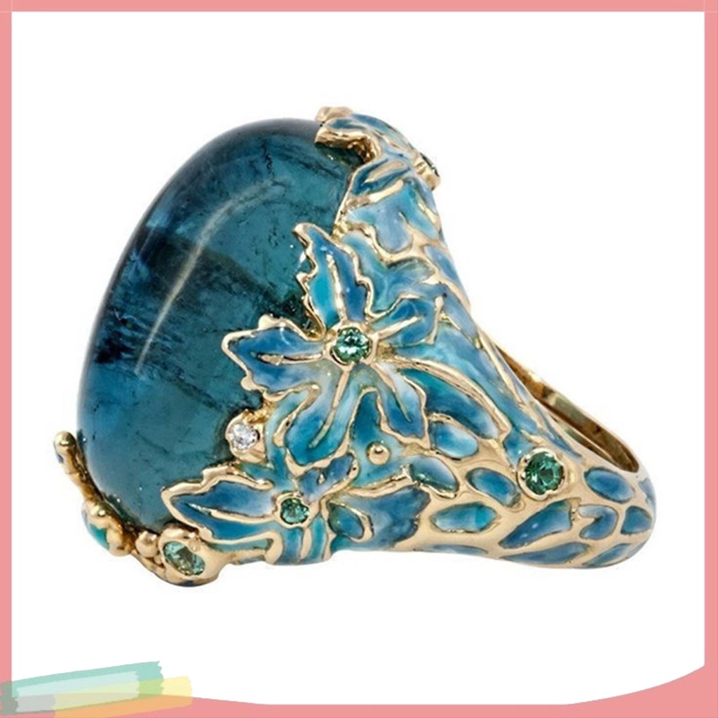 Nhẫn hợp kim trang trí hoa đính đá kiểu dáng thanh lịch cho nữ