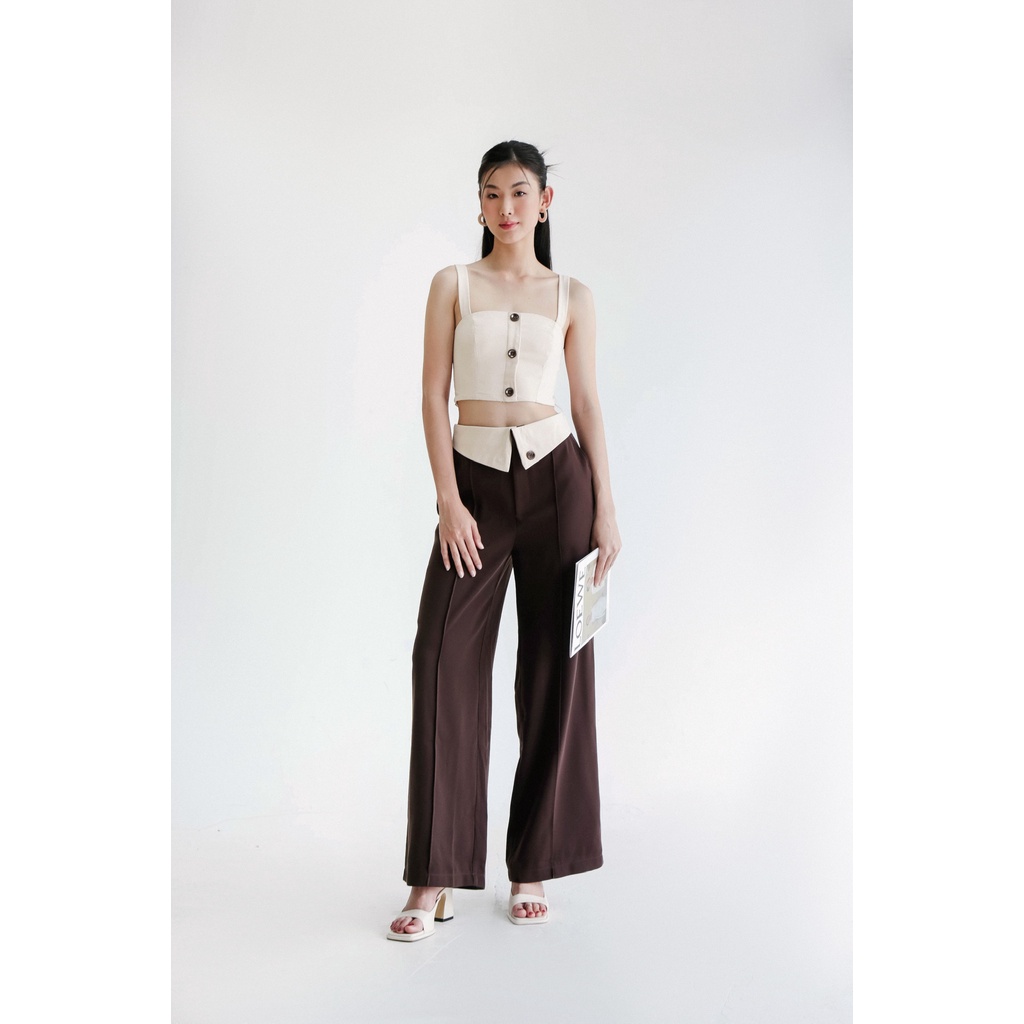 Quần suông nữ thiết kế bắt trend Jennie Black Pink nẹp ly cố định MIEU - JO09