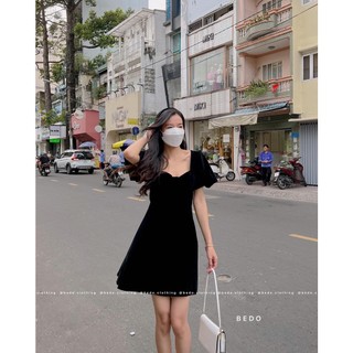 ĐẦM NHUNG CÚP NGỰC KÈM CÀI