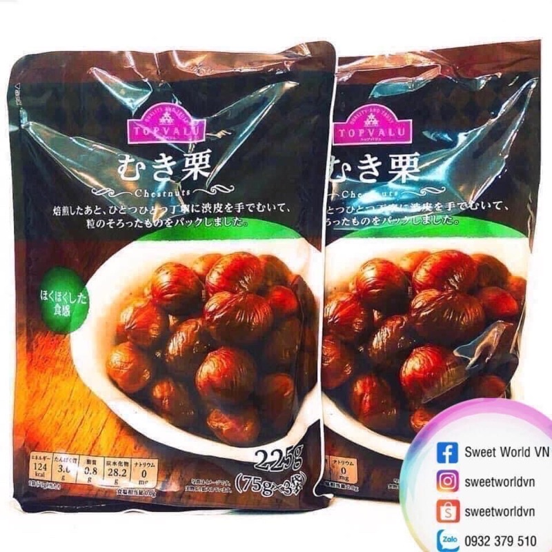 Hạt dẻ bóc vỏ Topvalu (225g) - Nhật Bản