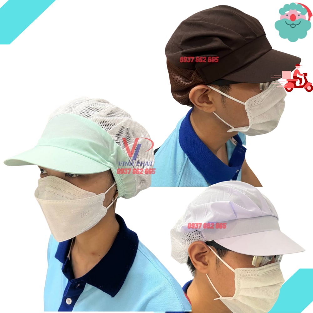 Nón Vải Lưới Trùm Tóc Công Nhân Sản Xuất Màu Xanh Ngọc - Mũ Lưới Trùm Đầu Có Nhận In Logo Theo Yêu Cầu