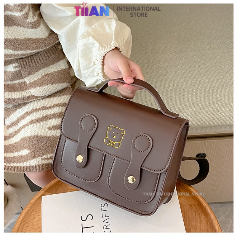 Ba Lô Da PU Hình Vuông Nhỏ Gọn Phong Cách Hàn Quốc Thời Trang Cho Bé Mẫu Giáo