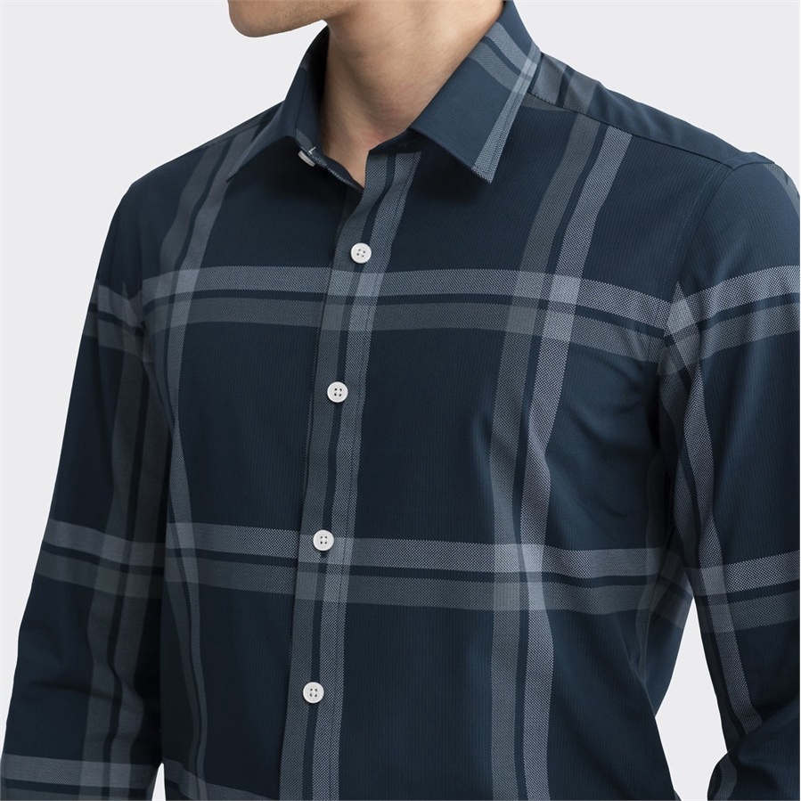 Áo sơ mi nam dài tay ARISTINO dáng Slim fit ôm vừa, họa tiết kẻ trắng nam tính, lịch sự - ALS15102