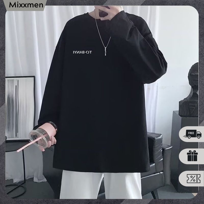 Áo Thun Nam Dài Tay Cổ Tròn Form Rộng Họa Tiết In Chữ TOBANYI Thời Trang Mixxmen TOP NAM 238