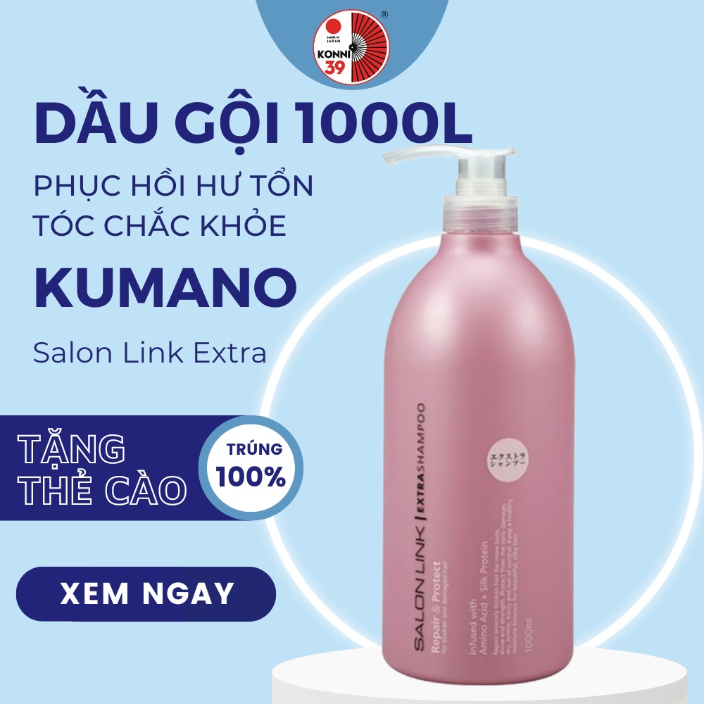 Dầu gội KUMANO Salonlink 1000ml phục hồi tóc hư tổn tóc gội nhuộm giảm sơ rụng toc nội địa Nhật - KONNI39