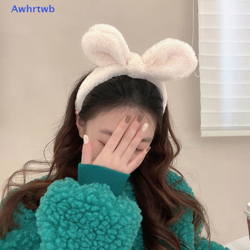 Băng Đô Cài Tóc Tai Thỏ Bằng Lông Nhung Màu Trơn Thời Trang Dành Cho Nữ Mới