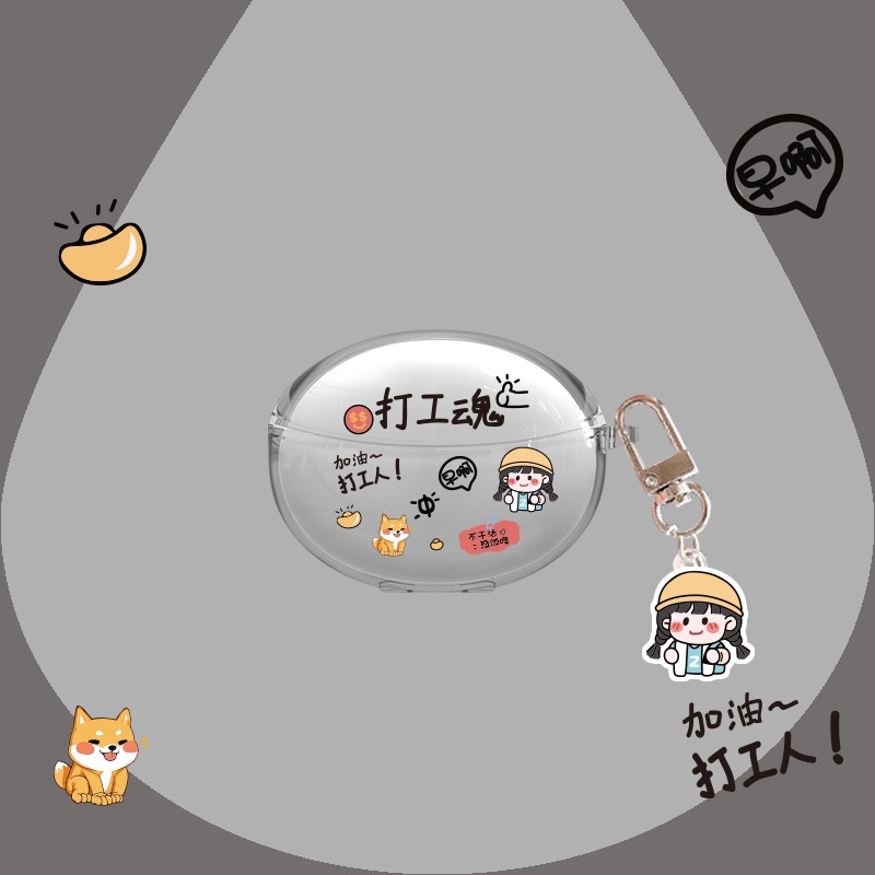 Vỏ Bảo Vệ Hộp Sạc Tai Nghe OPPO Enco Air 2 Pro Màu Tím Họa Tiết Chú Thỏ &amp; Phi Hành Gia Dễ Thương