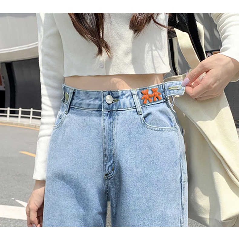 Cặp Nút Hình Gấu Hoạt Hình Dễ Thương Đóng Eo Quần Jean Không Cần Đóng Đinh Có Thể Tháo Rời