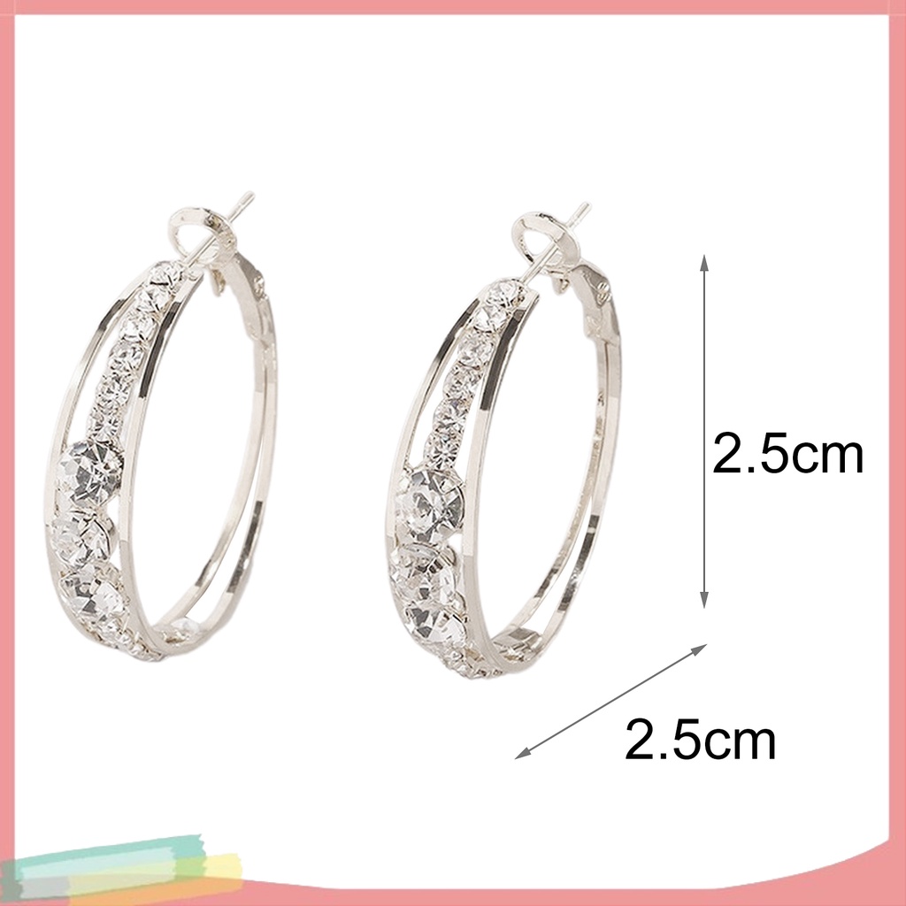 Đôi khuyên tai vòng tròn đính kim cương giả thời trang cho nữ