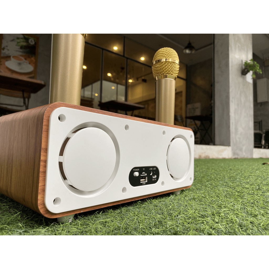 Loa karaoke bluetooth KEI K06 - Sạc pin ngay trên micro - Tặng kèm 2 micro không dây có màn hình LC