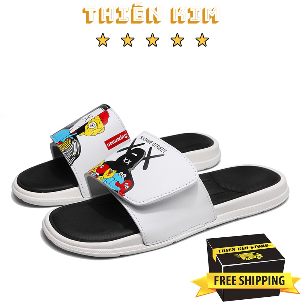 Dép lê quai ngang dán nam nữ unisex Kaws x Susame Street Cao cấp D7750