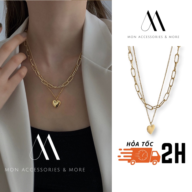 Chocker | Vòng Cổ MON.SG dây xích, trái tim, cổ điển cao cấp CK 64