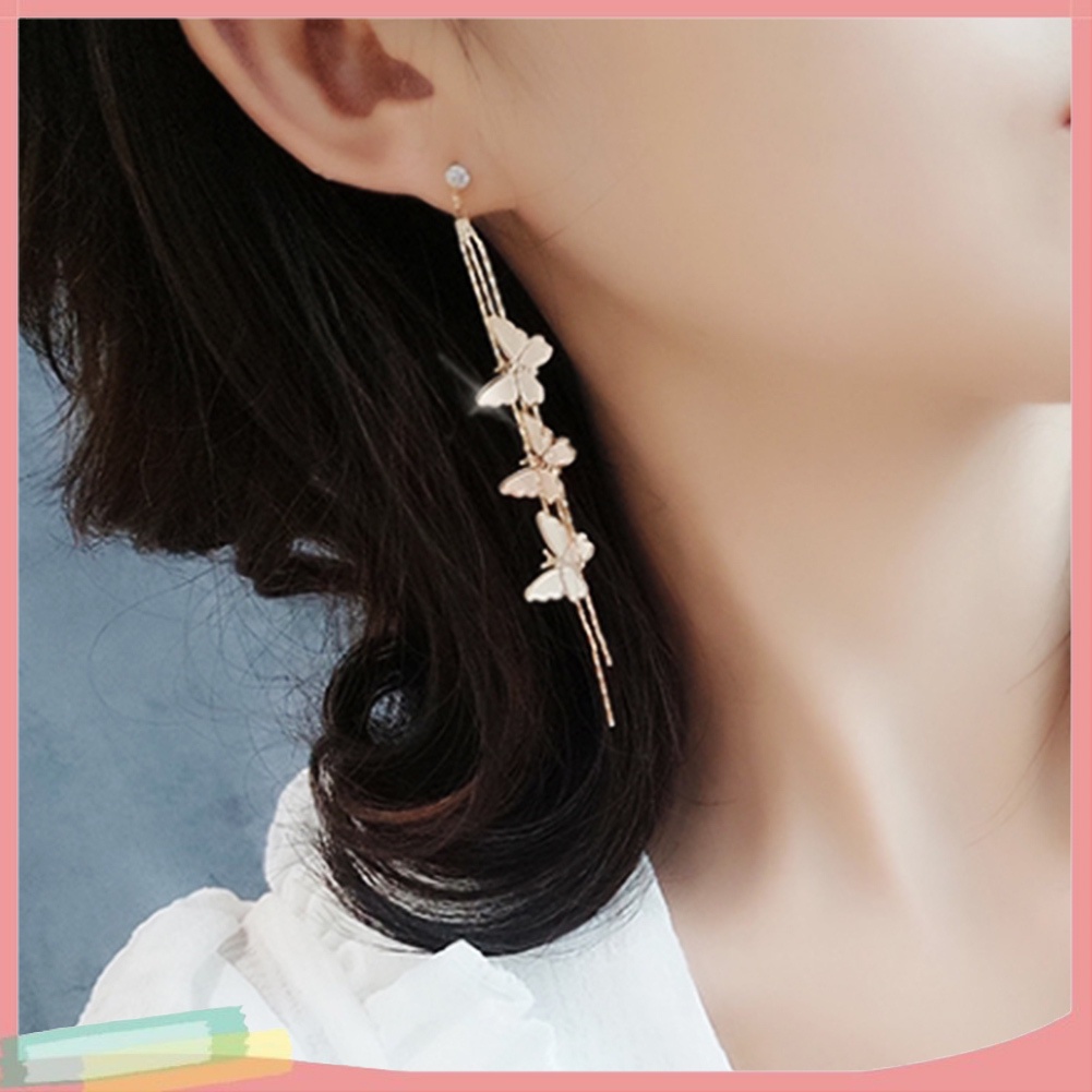 Khuyên tai dáng dài hình bươm bướm dành cho bạn nữ