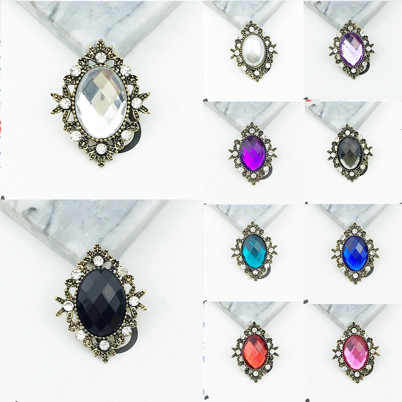 Set 10 Nút Dẹt Đính Đá Pha Lê Lấp Lánh Phong Cách Vintage 25x30mm Làm Đồ Trang Sức Thủ Công DIY