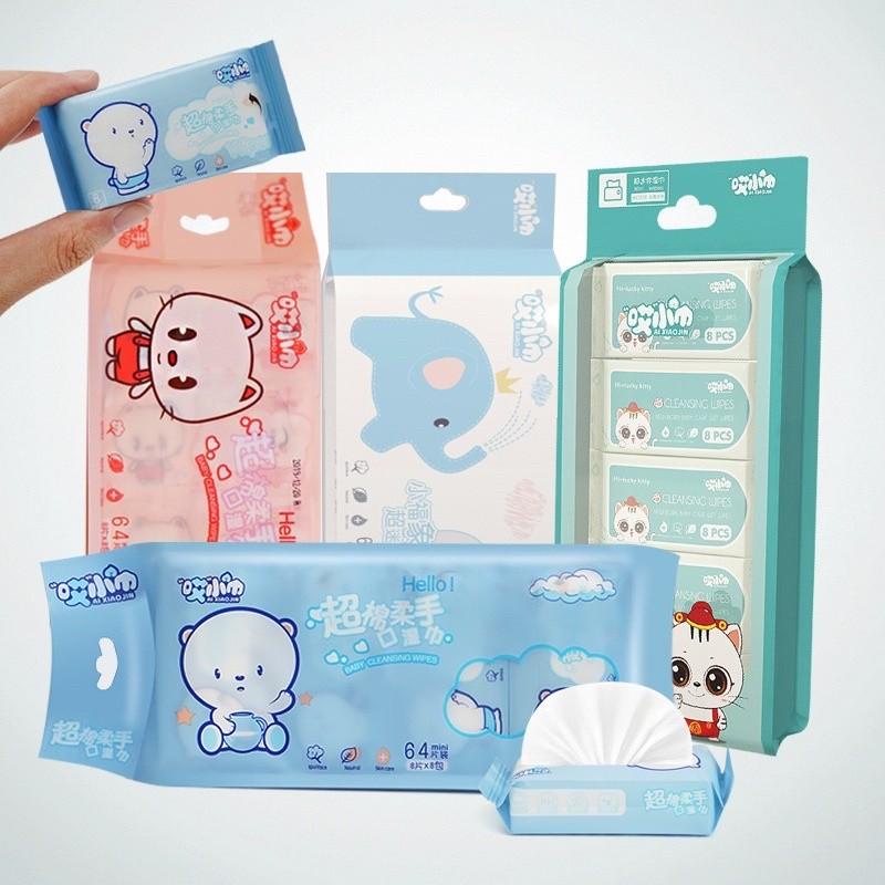 Set 8 gói khăn giấy ướt mini bỏ túi tiện dụng_  cáp sạc iphone