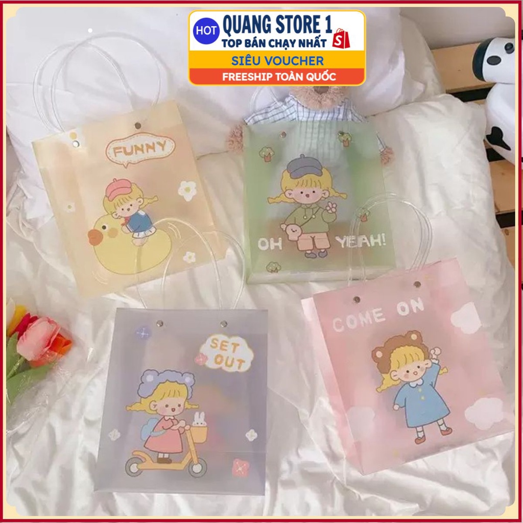 PVN27092 Túi Nhựa Đựng Quà Đa Năng In Hình Cô Gái Xinh Xắn T2