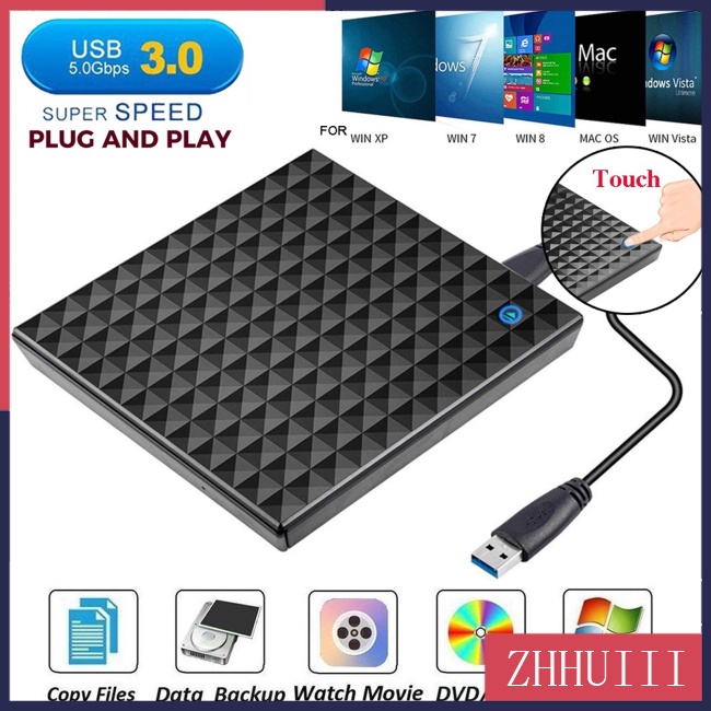 Ổ Đĩa Ngoài Usb 3.0 Tốc Độ Cao Điều Khiển Cảm Ứng DVD / CD Đầu Đọc Đĩa CD