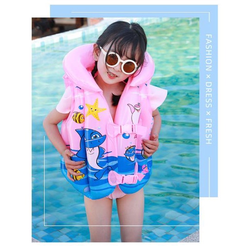 Áo phao bơi bơm hơi cho bé trai bé gái 10-30 kg ( 2--10 tuổi) màu sắc Babyshark đáng yêu cho bé