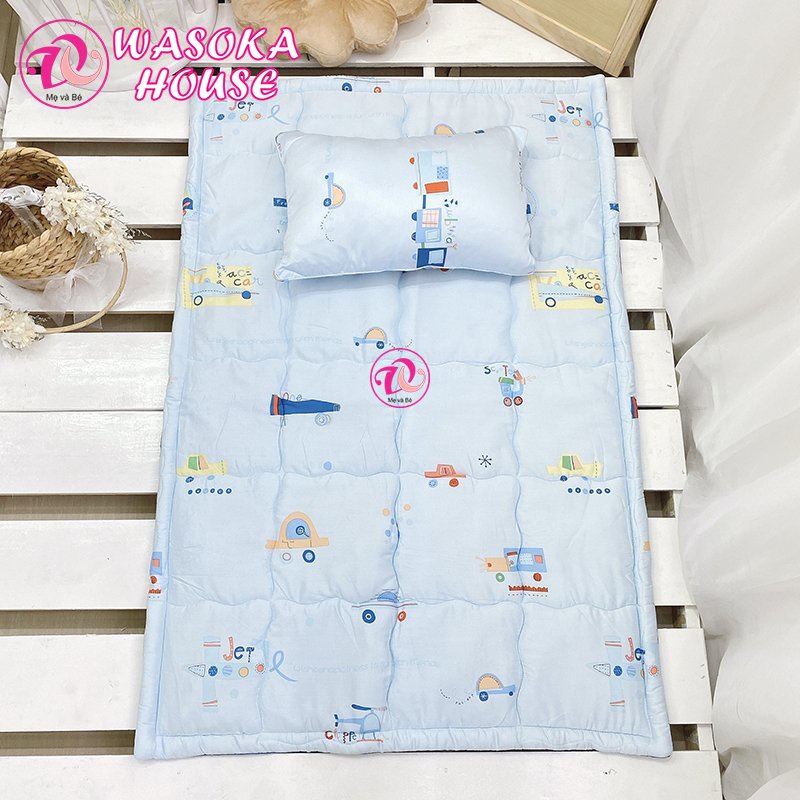 Bộ đệm gối cho bé đi nhà trẻ mẫu giáo 2-5 tuổi, vải tencel mềm mịn mát thấm hút tốt