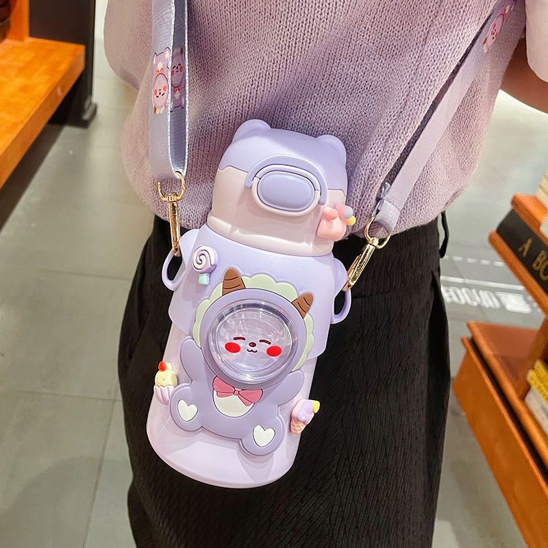 Bình Nước Giữ Nhiệt Có Ống Hút Thiết Kế Dễ Thương Cho Bé