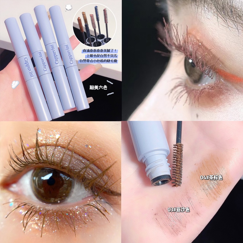 Mascara CAPPUVINI 3D Hai Đầu Kháng Nước Chuốt Mi Cong Vút Và Dày Hơn giúp chuốt lông mi dài cong và đều kích thước đầu cọ