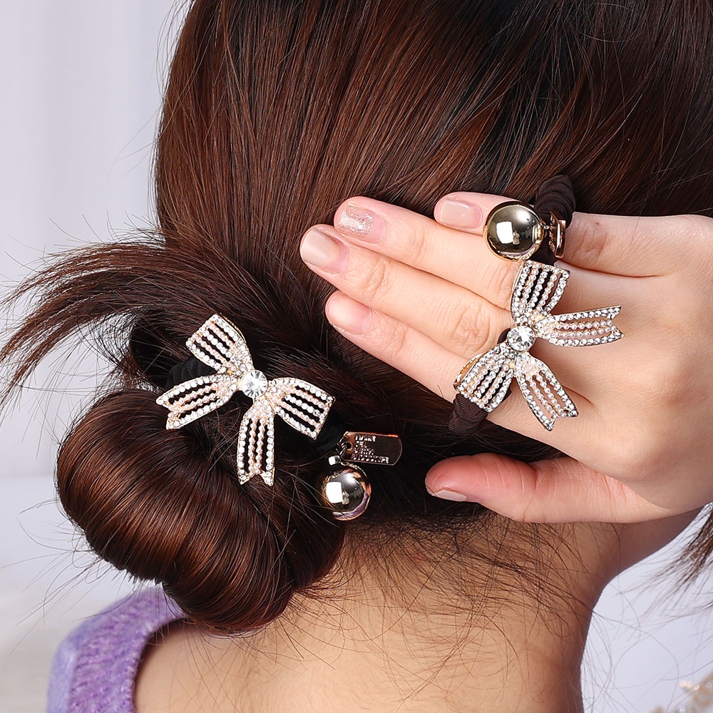 Dây Cột Tóc Cao Su Co Giãn Đính Đá Lấp Lánh Phong Cách Hàn Quốc Cho Nữ