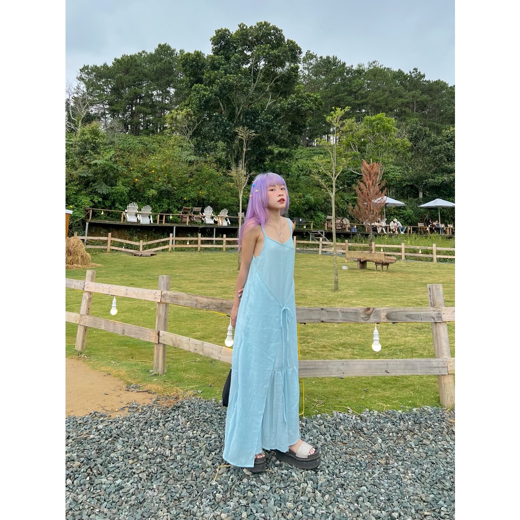 Blue Ocean Dress - Đầm dây dáng dài maxi dây thắt eo Remmus cho nữ đi biển