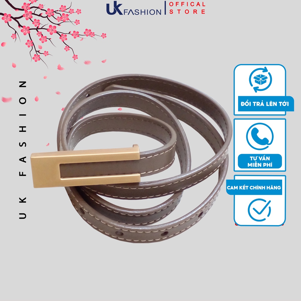 Thắt lưng nữ bản nhỏ UK Fashion da đẹp Dây thắt lưng nịt quần áo nữ mặt vàng nhỏ xinh kiểu hàn quốc NKPK2208001