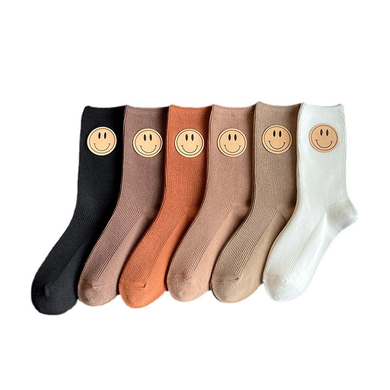 Vớ Cổ Trung Họa Tiết Mặt Cười Thời Trang Thu Đông Phong Cách Nhật Bản Dành Cho Nữ