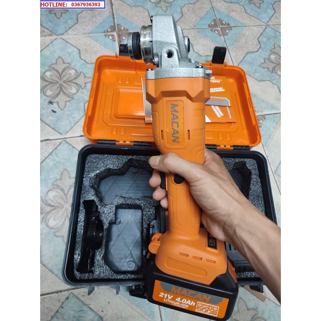 HÀNG NỘI ĐỊA] Máy Mài Góc, Máy Cắt Dùng Pin MACAN 21V Không Chổi Than, Pin 10 cell 2000 mah