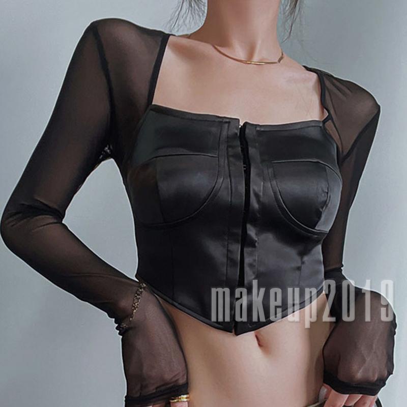 Áo Thun Nữ Dài Tay Cổ Vuông Vải Sa Tanh Thời Trang