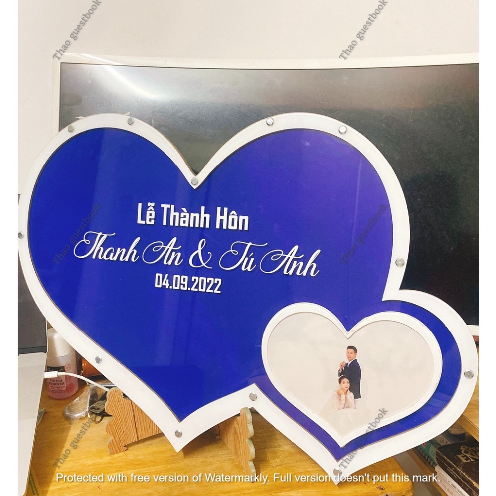 [FREESHIP]Hộp thả tim kèm hình cô dâu chú rể |Wedding Guestbook Thegioipuzzle