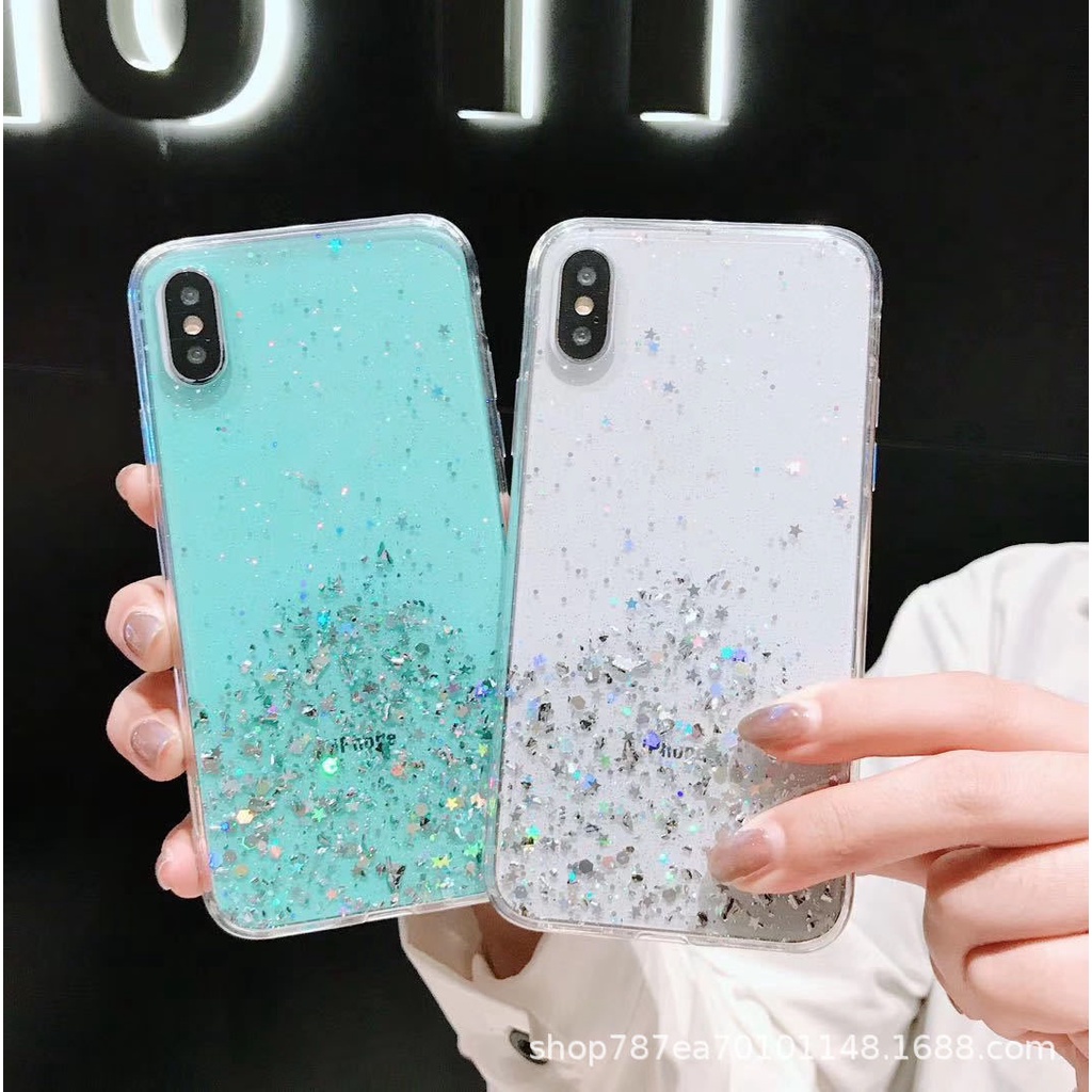 Ốp Điện Thoại Mềm Trong Suốt Đính Sequin Lấp Lánh Cho OPPO A3s