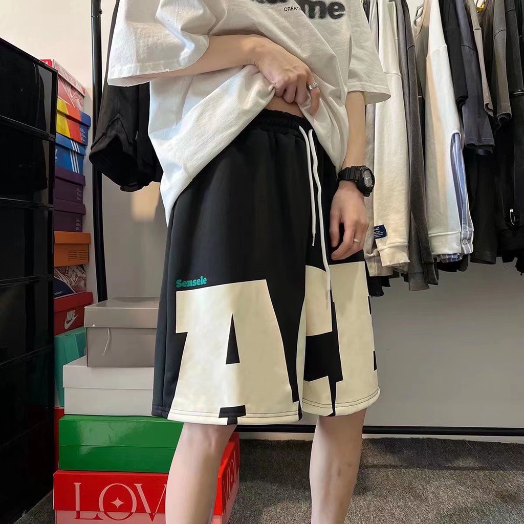 Quần Short hip hop In Chữ Phong Cách Hàn Quốc Cho Nam