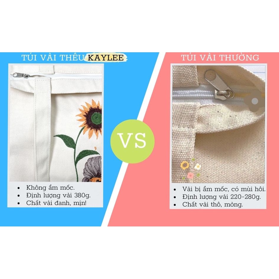 Túi tote thêu thiết kế độc quyền không bong tróc phai màu thời trang KAYLEE kích thước 39x37x6cm