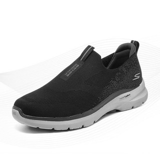 Giày chạy bộ Skechers Gowalk 6 gót muối tiêu cho nam màu đen/trắng