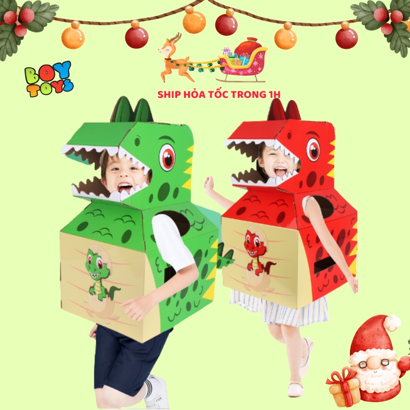 Đồ chơi mô hình hóa trang khủng long, hươu cao cổ, Poli, Heo hồng bằng giấy thông minh độc đáo cho bé